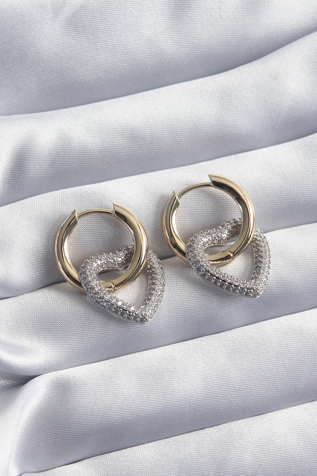 EBJ Gold Color Ring Silver Zircon Stone Heart Model VIP Series Women's Earrings - Coventry