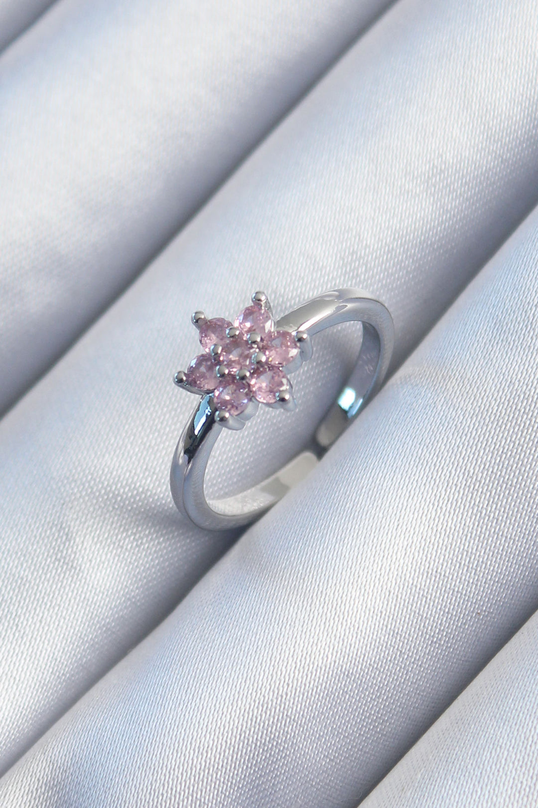EBJ Rice Silver Color Pink Lotus Model Women's Ring - Portimão