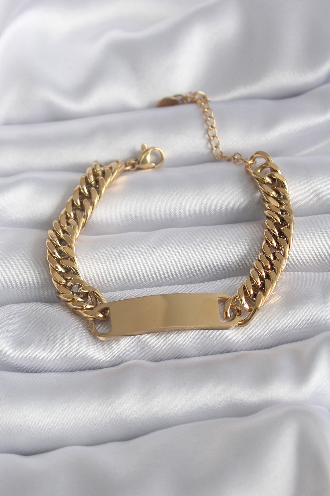 EBJ 316L Steel Gold Color Name Writable Plate Model Women's Bracelet - Sète