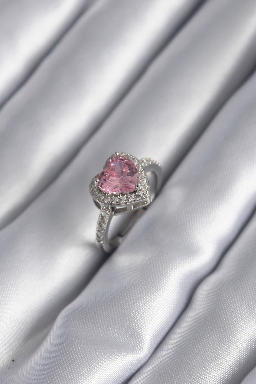 EBJ Silver Color Pink Zircon Stone Charm Heart Model Women's Ring - La Línea de la Concepción
