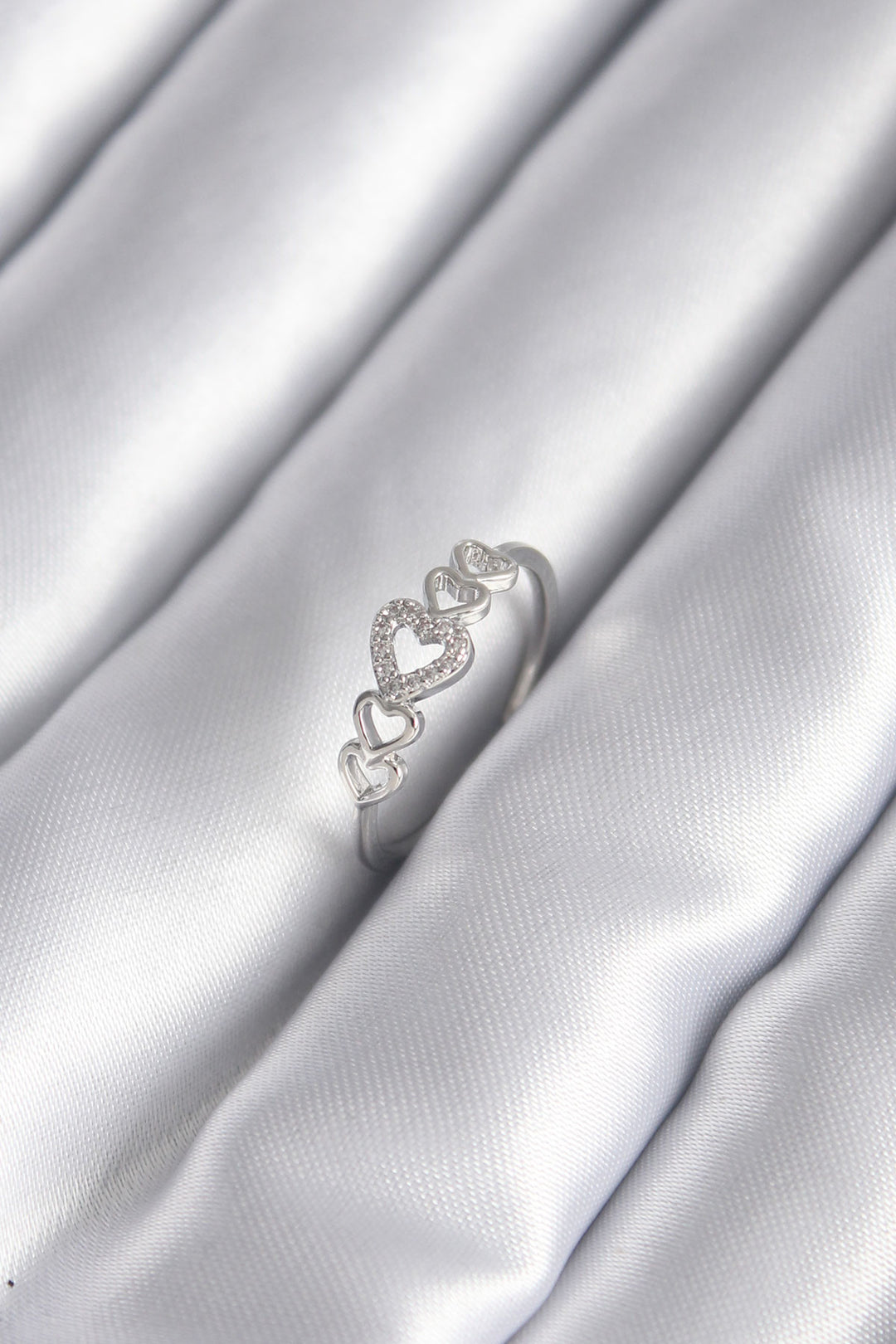 EBJ Rice Silver Color Zircon Stone Detail Heart Model Women's Ring - Alhaurín de la Torre
