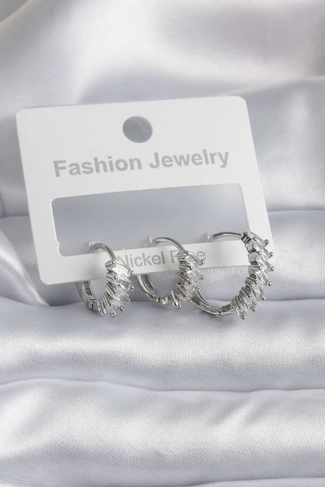 EBJ Rice Silver Color Zircon Stone Ring Model Women's Earring - Marbella
