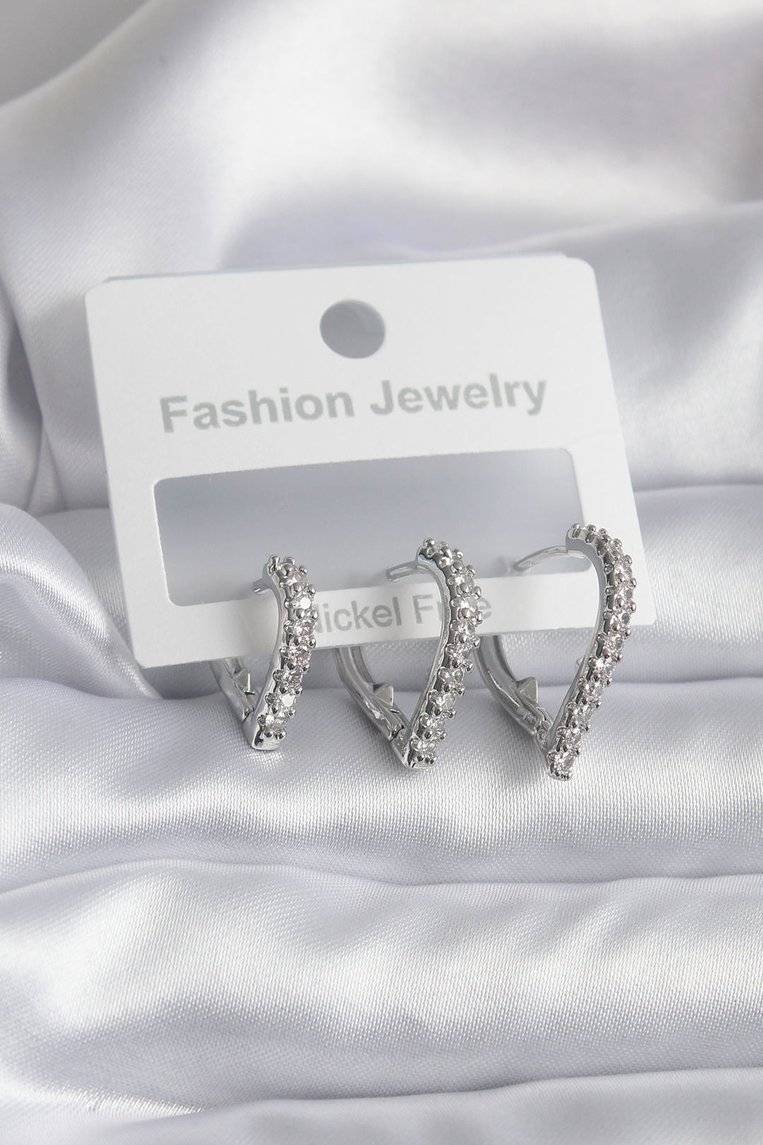EBJ Rice Silver Color Heart Model Zircon Stone Detail Women's Earring - Limburg