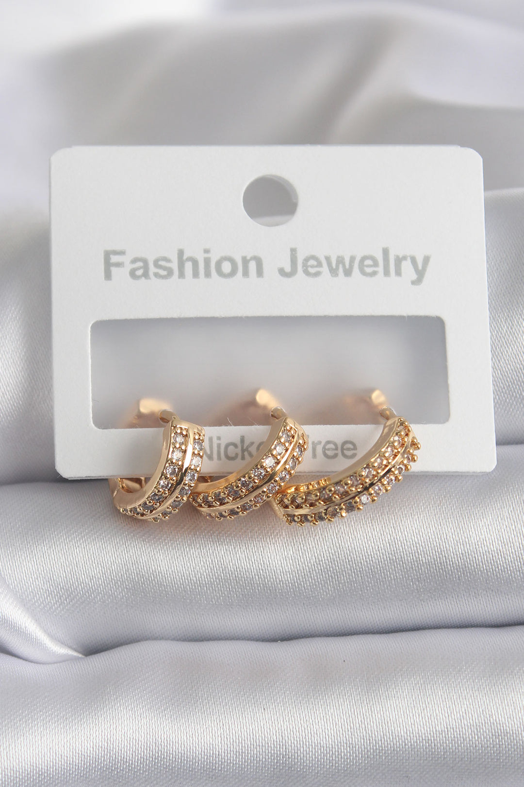 EBJ Rice Gold Color Zircon Stone Detail Ring Model Women's Earring - Barri