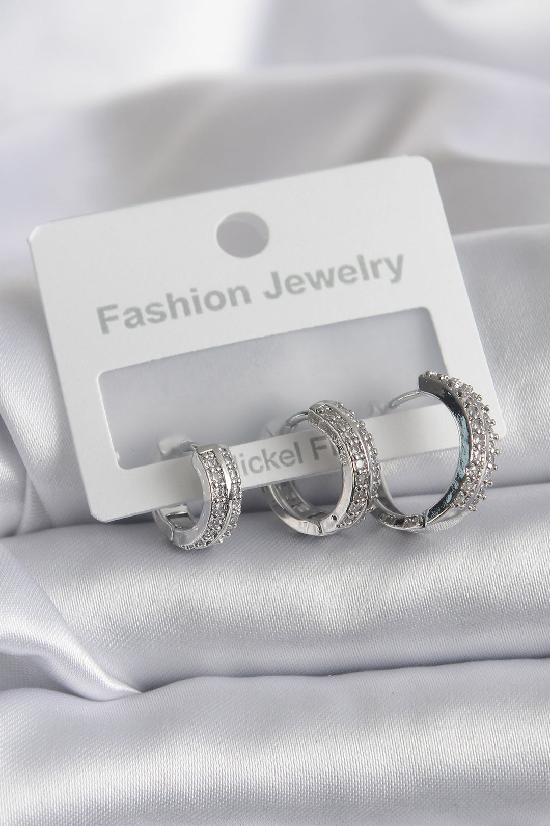 EBJ Rice Silver Color Zircon Stone Detail Ring Model Women's Earring - Fort McMurray