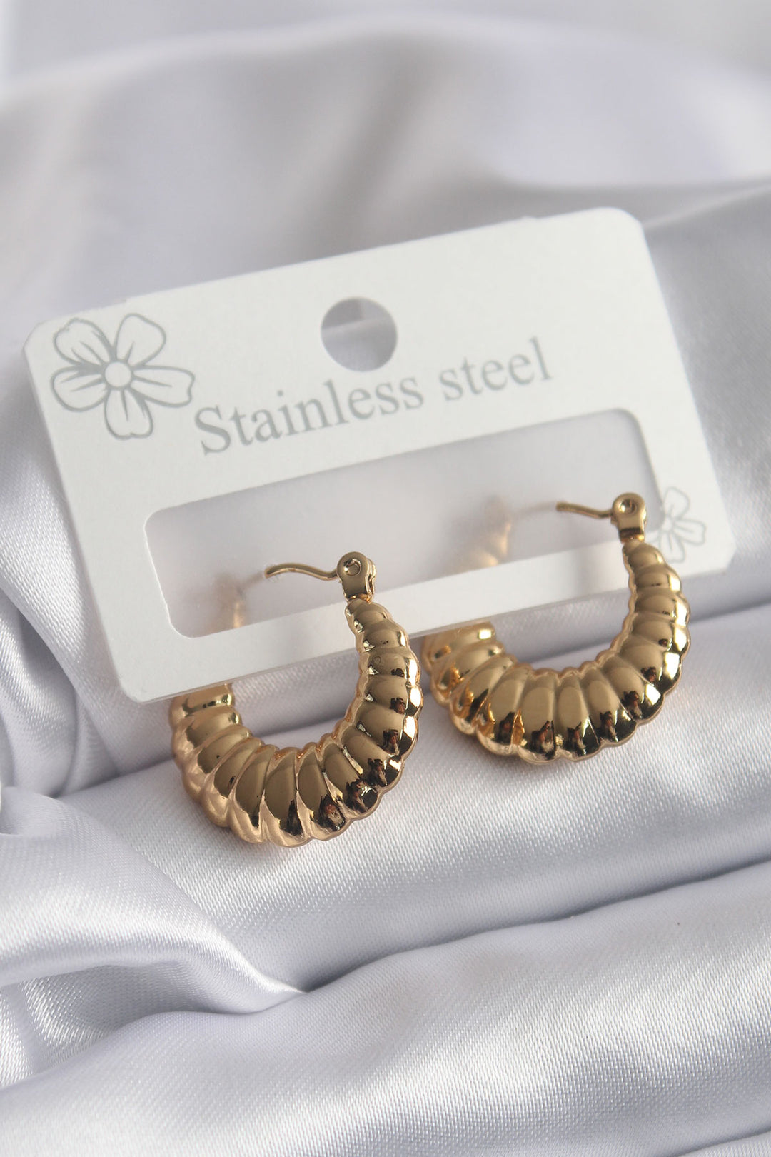 EBJ 316L Steel Gold Color Processing Detail Women's Earring - Pátra