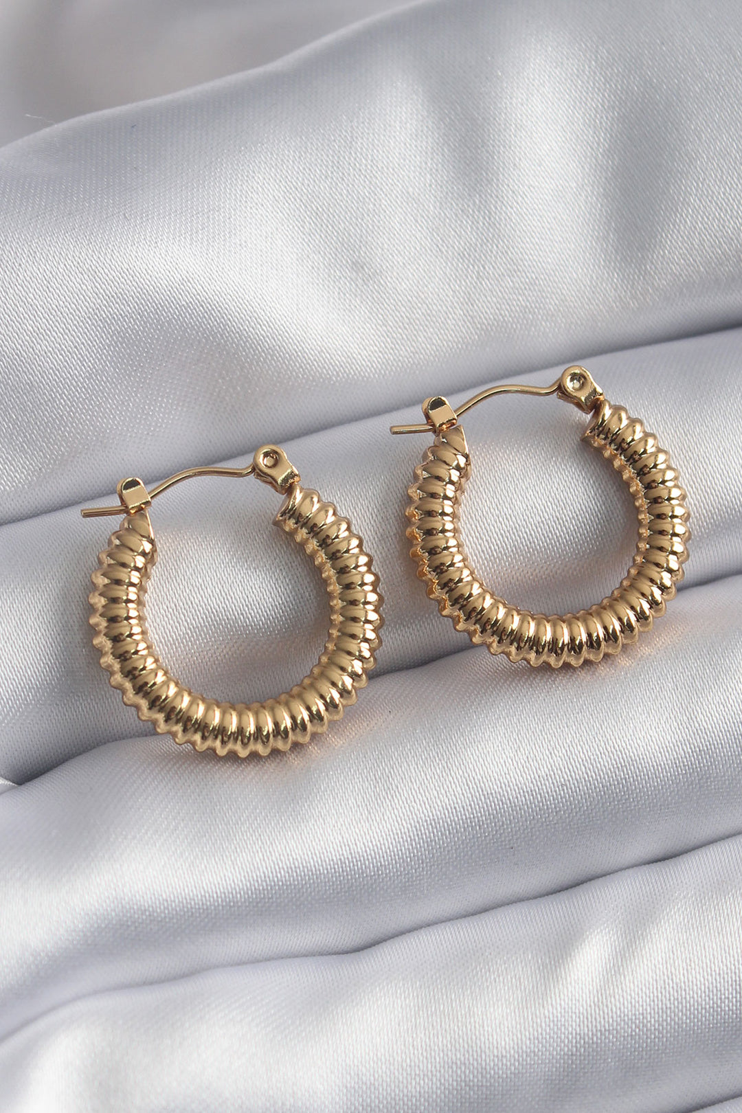 EBJ 316L Stainless Steel Gold Color Processing Detail Ring Model Women's Earring - Saint Albans