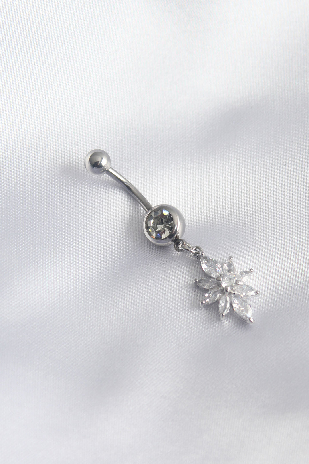 EBJ 316L Surgical Steel Zircon Stone Flower Dangle Model Women's Navel Piercing - Moncada
