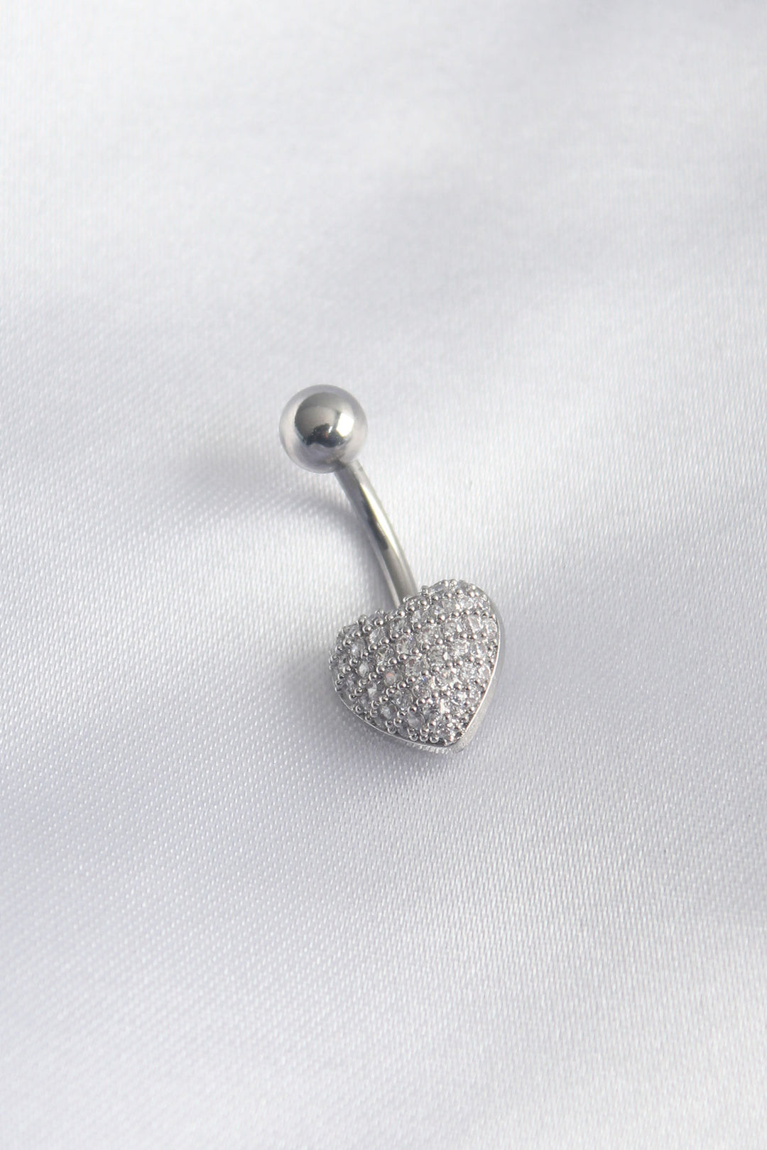 EBJ 316L Surgical Steel Zircon Stone Detail Heart Model Women's Belly Button Piercing - Cherry Hill