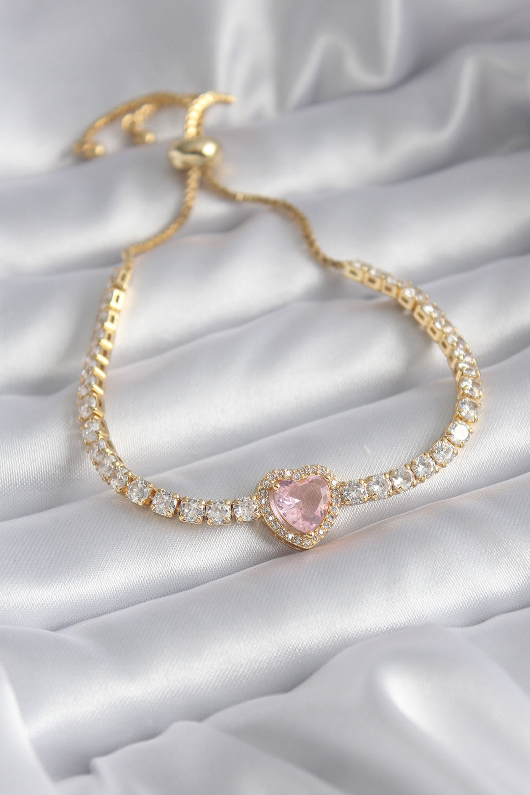 EBJ Rice Gold Color Elevator Pink Zircon Stone Model Women VIP Series Charm Bracelet - Fairbanks