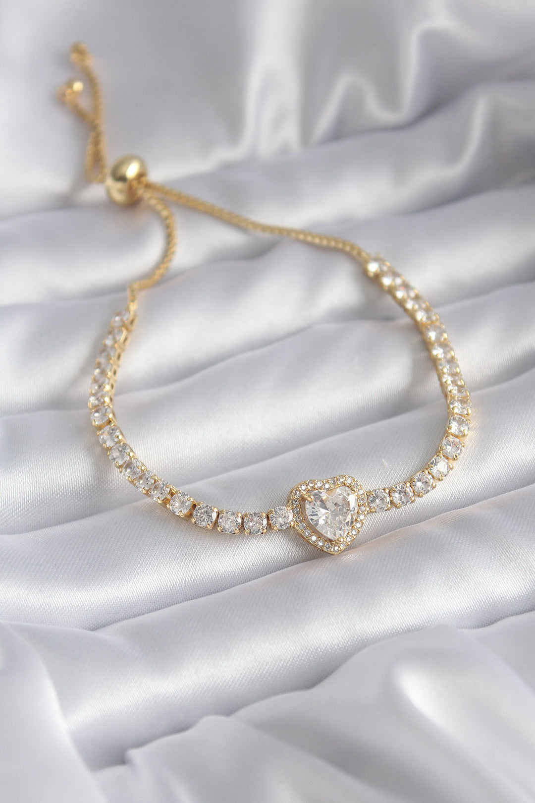 EBJ Rice Gold Color Zircon Stone Heart Elevator Charm Model VIP Series Women's Bracelet - Skenderaj