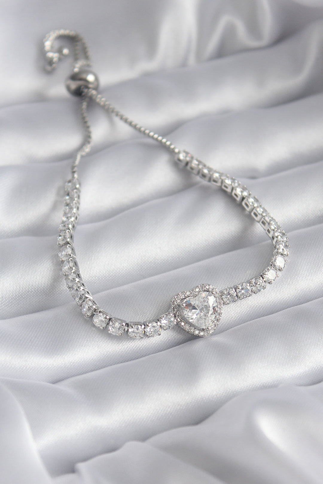 EBJ Rice Silver Color Zircon Stone Heart Elevator Charm Model VIP Series Women's Bracelet - Bristol