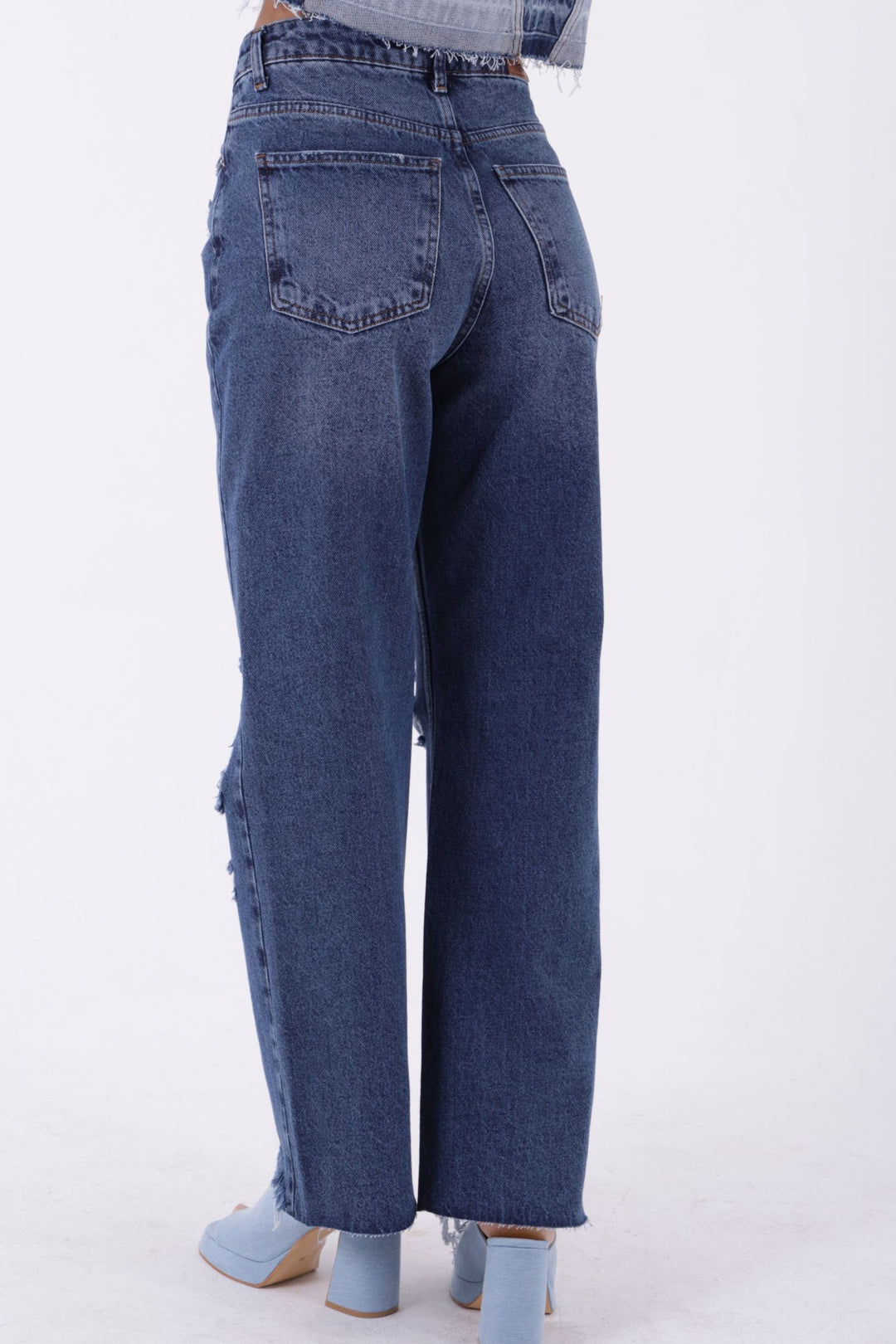XLJ High Rise Wide Leg Ripped Jean Mixed - Myrtle Beach