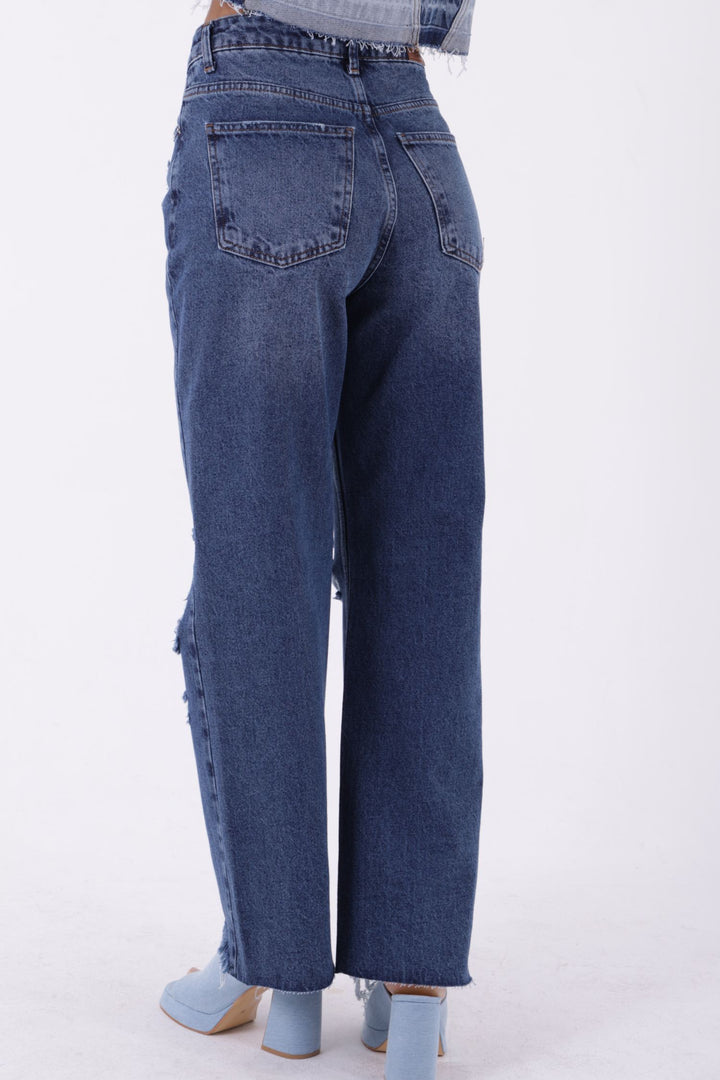 XLJ High Rise Wide Leg Ripped Jean Mixed - Myrtle Beach