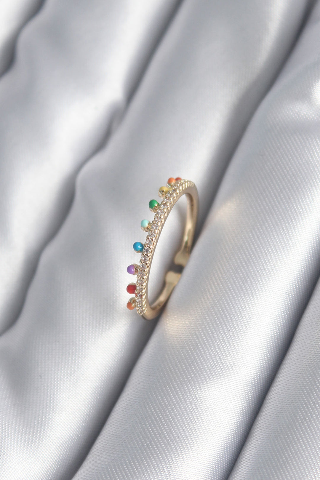 EBJ Gold Color Zircon Stone Detail Women's Ring - Marinha Grande