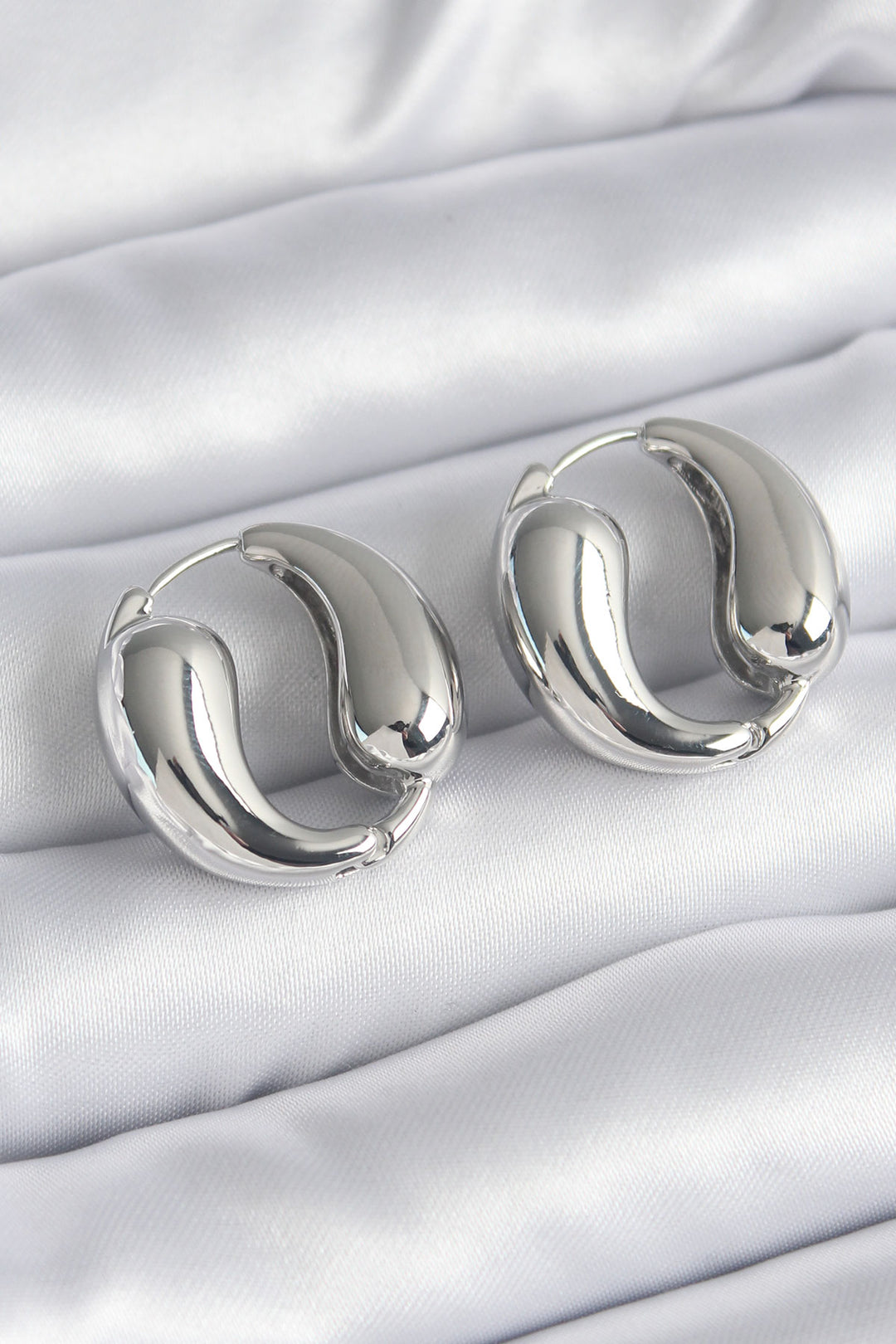 EBJ 316L Stainless Steel Silver Color Ring Drop Model Women's Earring - Miami