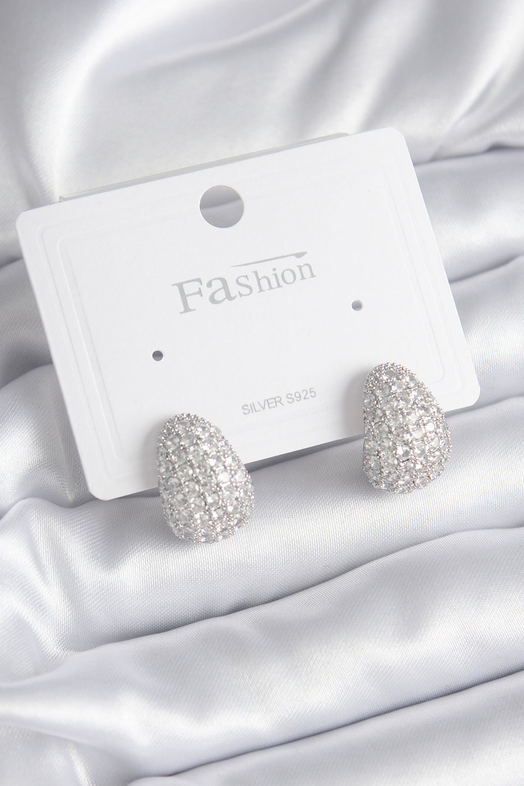 EBJ Rice Silver Color Zircon Stone Drop Model Women's Earring - Texcoco