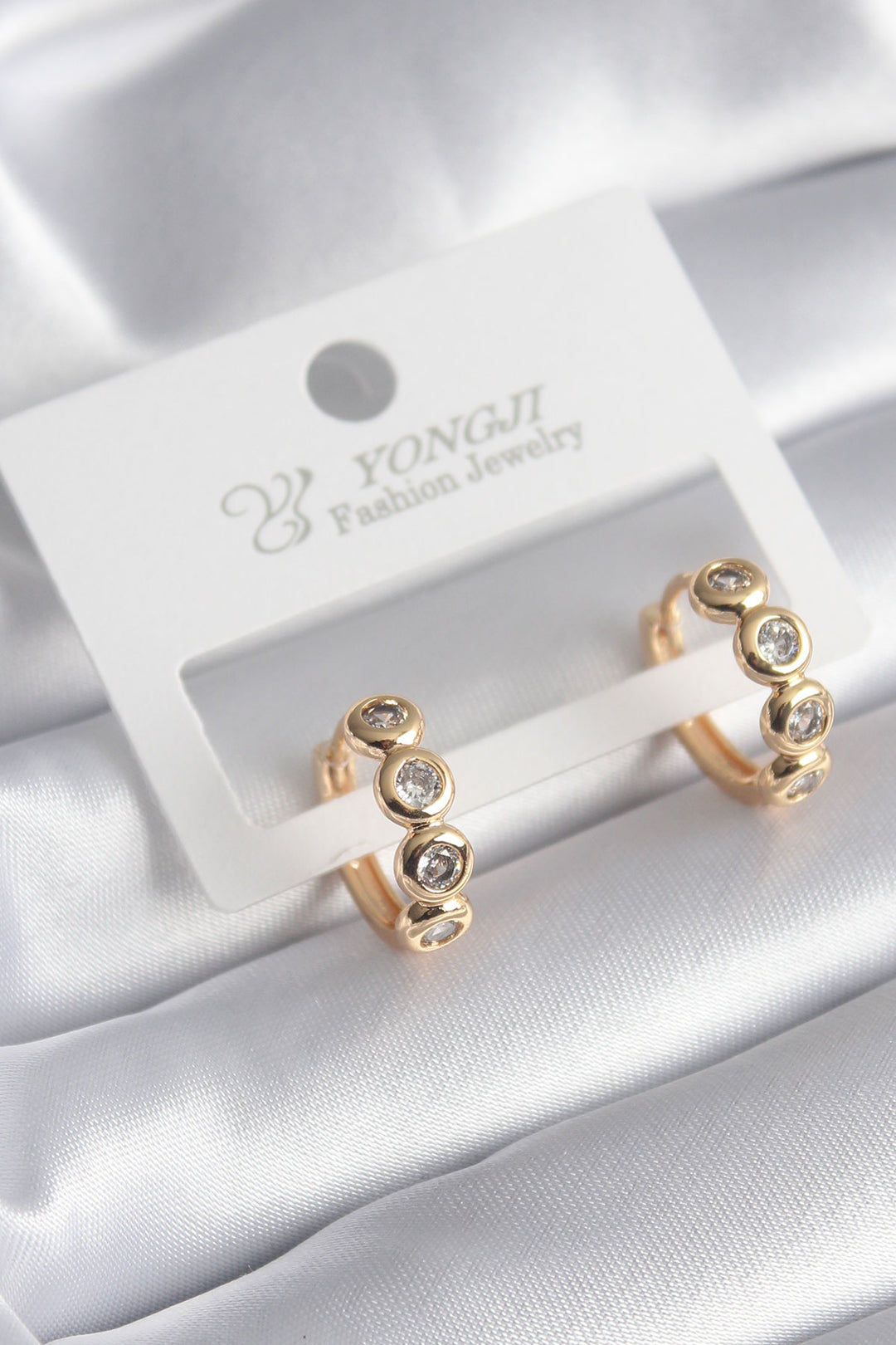 EBJ Gold Color Zircon Stone Women's Earrings with Rice Shape - Oaxaca