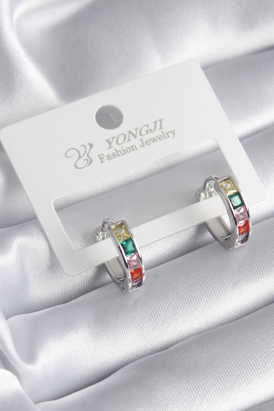 EBJ Rice Silver Color Multi-Colored Zircon Stone Women's Earring - Riga