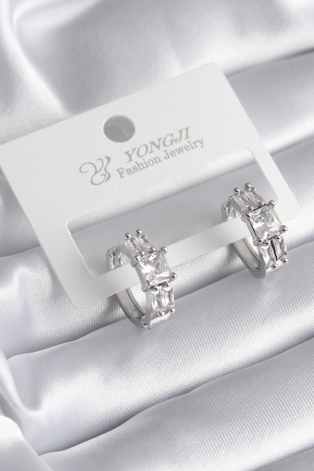 EBJ Rice Silver Color Square Zircon Stone Women's Earring - Alba Iulia