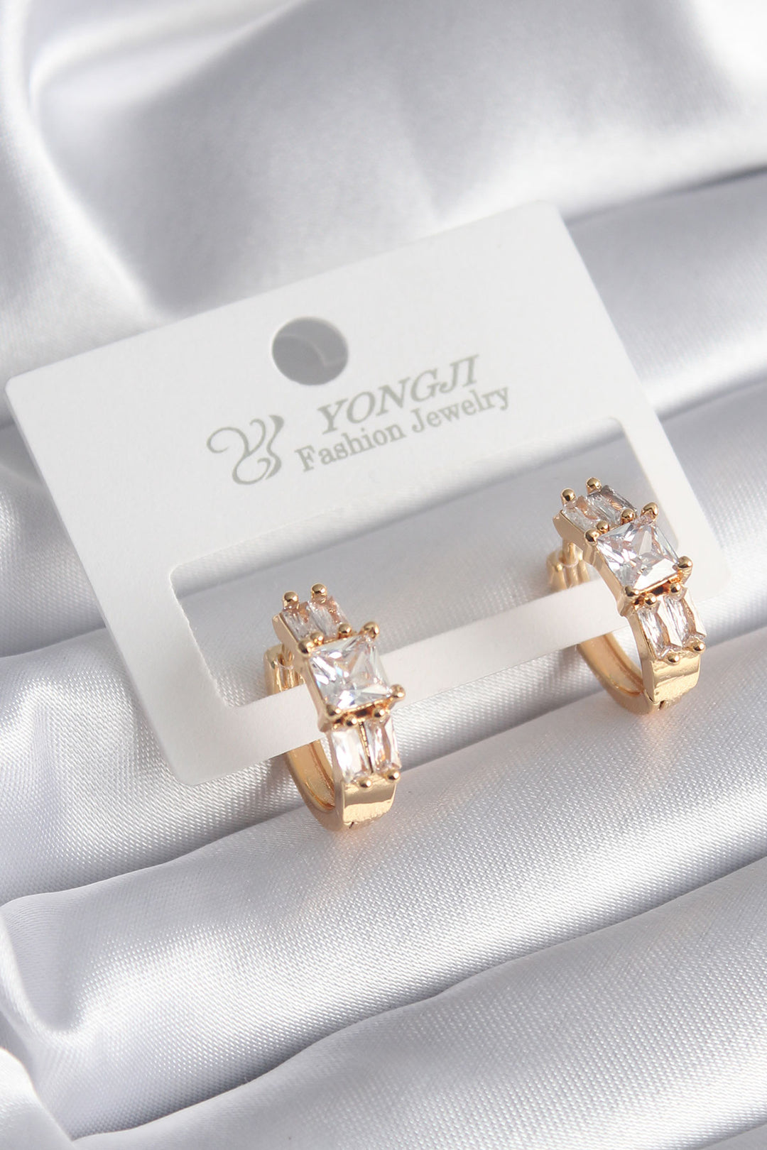 EBJ Gold Color Square Zircon Stone Women's Earrings - Sintra