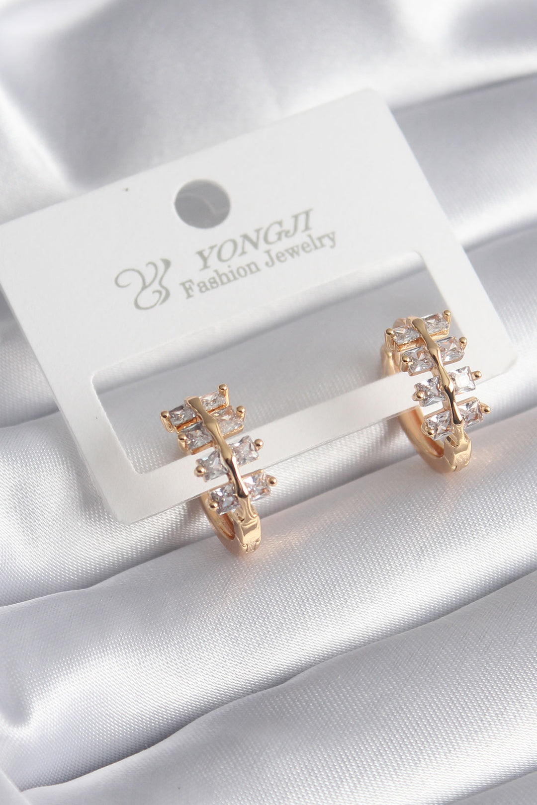 EBJ Gold Color Zircon Stone Women's Earrings with Rice Shape - Eden Prairie