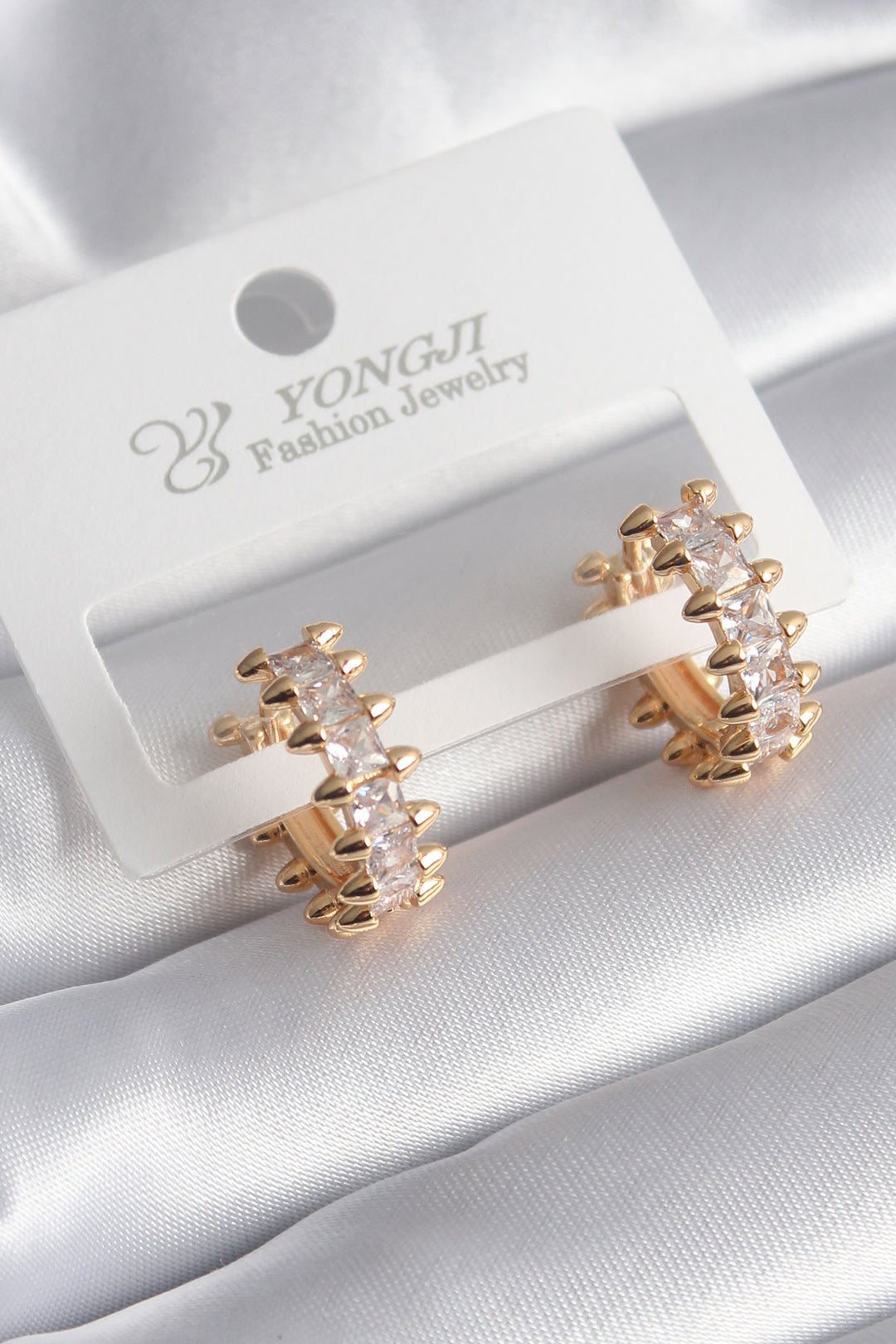 EBJ Rice Gold Color Zircon Stone Waterway Model Women's Earring - Ilford