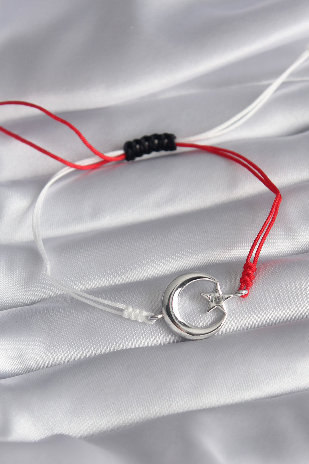 EBJ Red White String Silver Color Crescent Star Figure String Model Unisex Bracelet - Benton