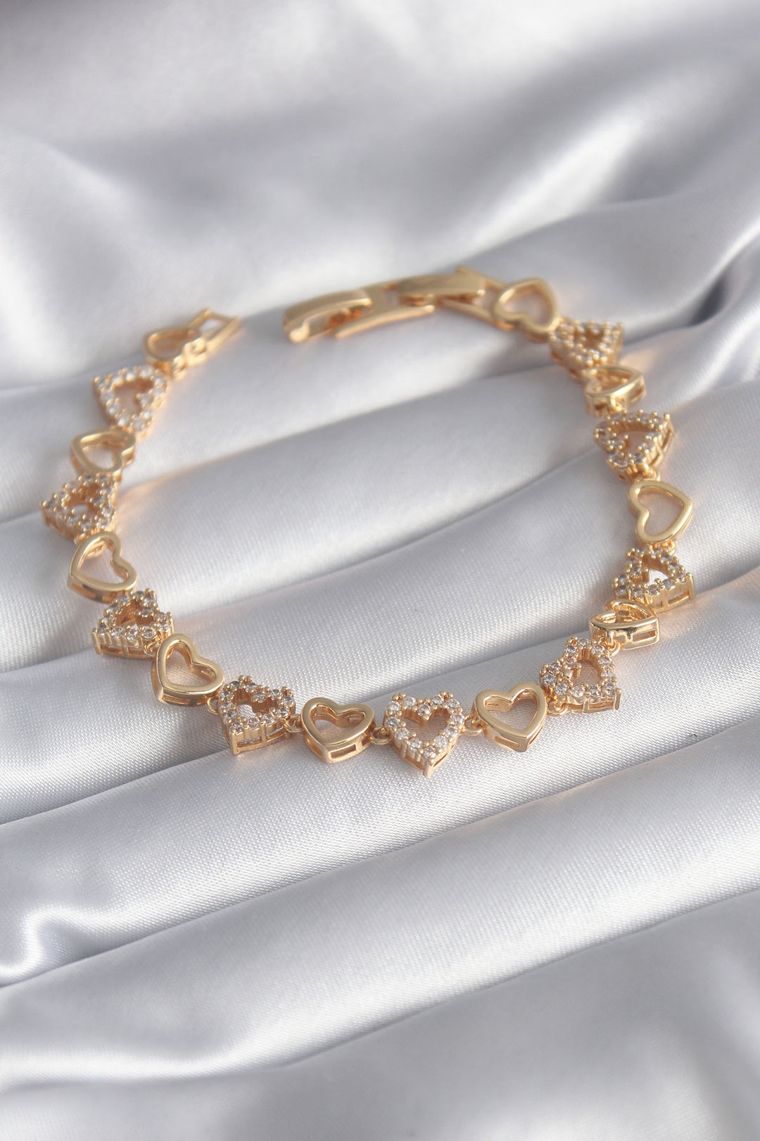 EBJ Rice Gold Color Zircon Stone Heart Model VIP Series Women's Bracelet - Sarcelles