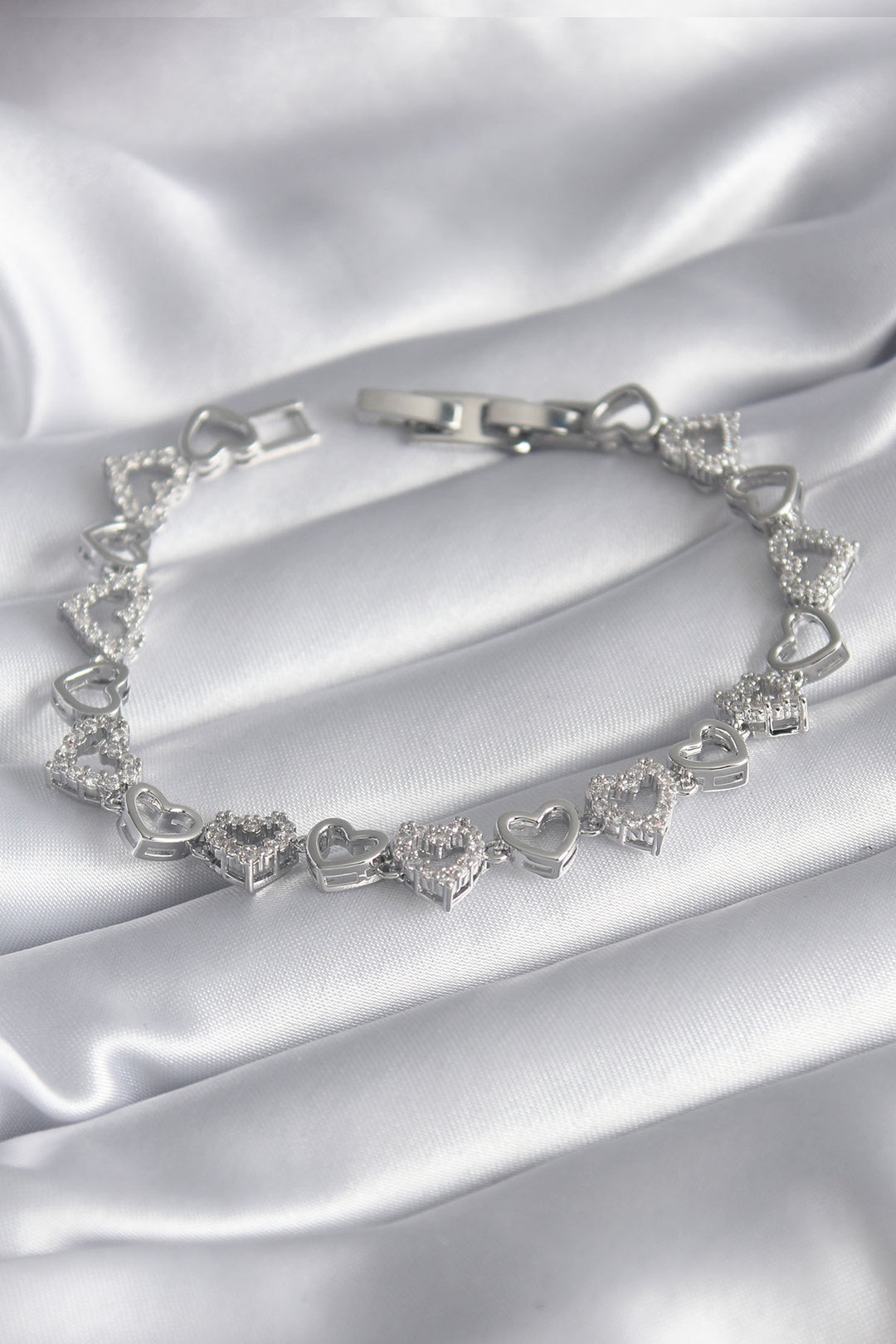 EBJ Rice Silver Color Zircon Stone Heart Model VIP Series Women's Bracelet - Orsha