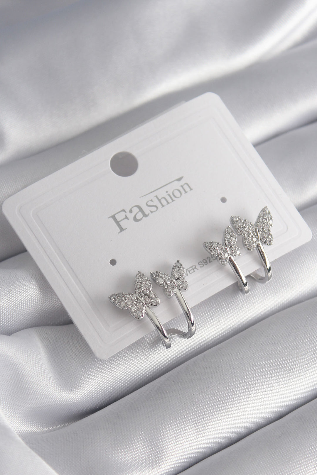 EBJ Rice Silver Color Zircon Stone Butterfly Model Women's Earring - Middleton