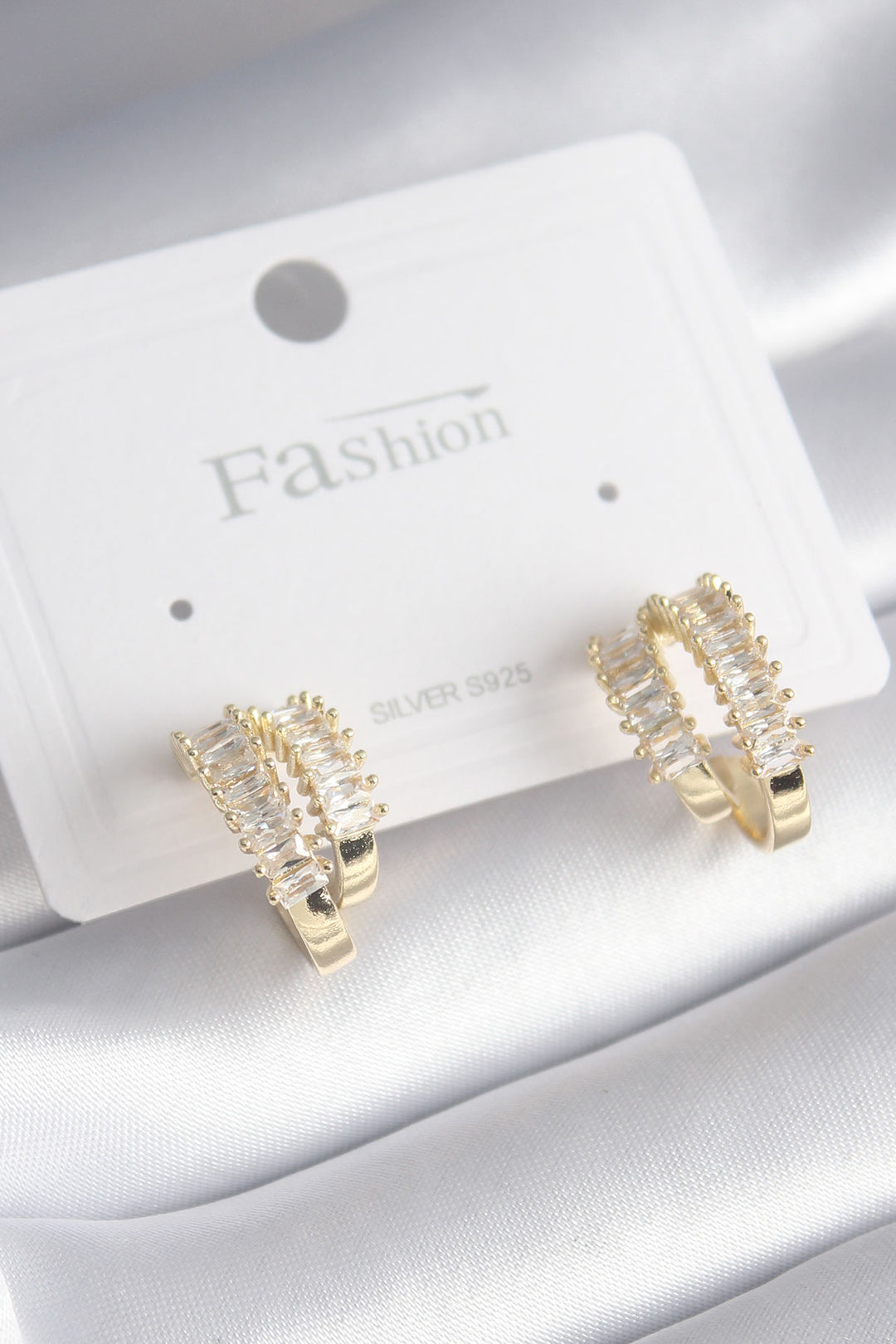 EBJ Rice Gold Color Zircon Stone Waterway Model Women's Earring - Mykolaiv