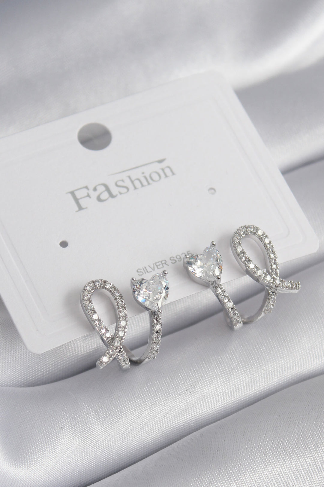 EBJ Rice Silver Color Heart Model Zircon Stone Women's Earring - Nezahualcóyotl
