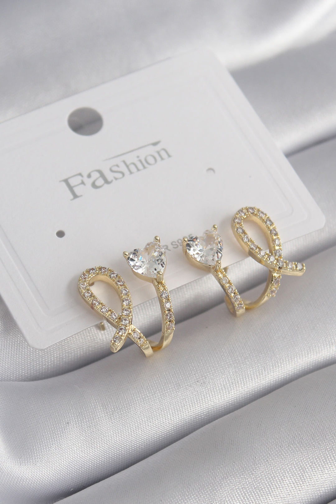 EBJ Rice Silver Color Zircon Stone Heart Model Women's Earring - El Mirage