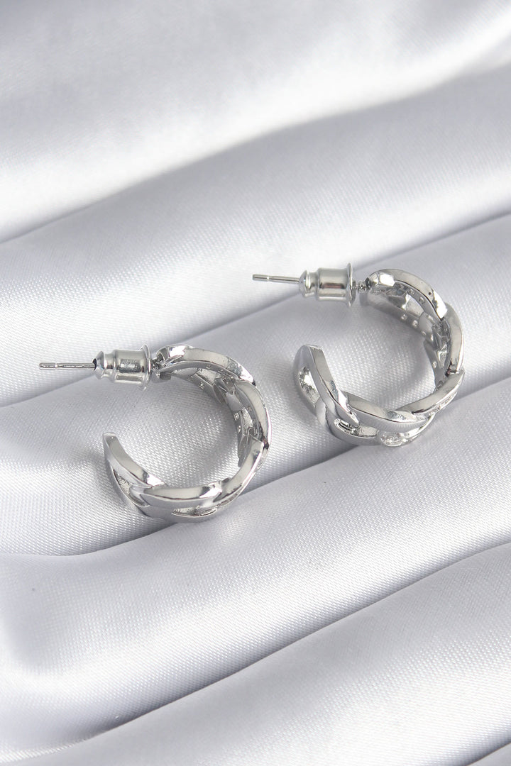 EBJ Rice Silver Color Zircon Stone Chain Model Women's Earring - Kirkcaldy