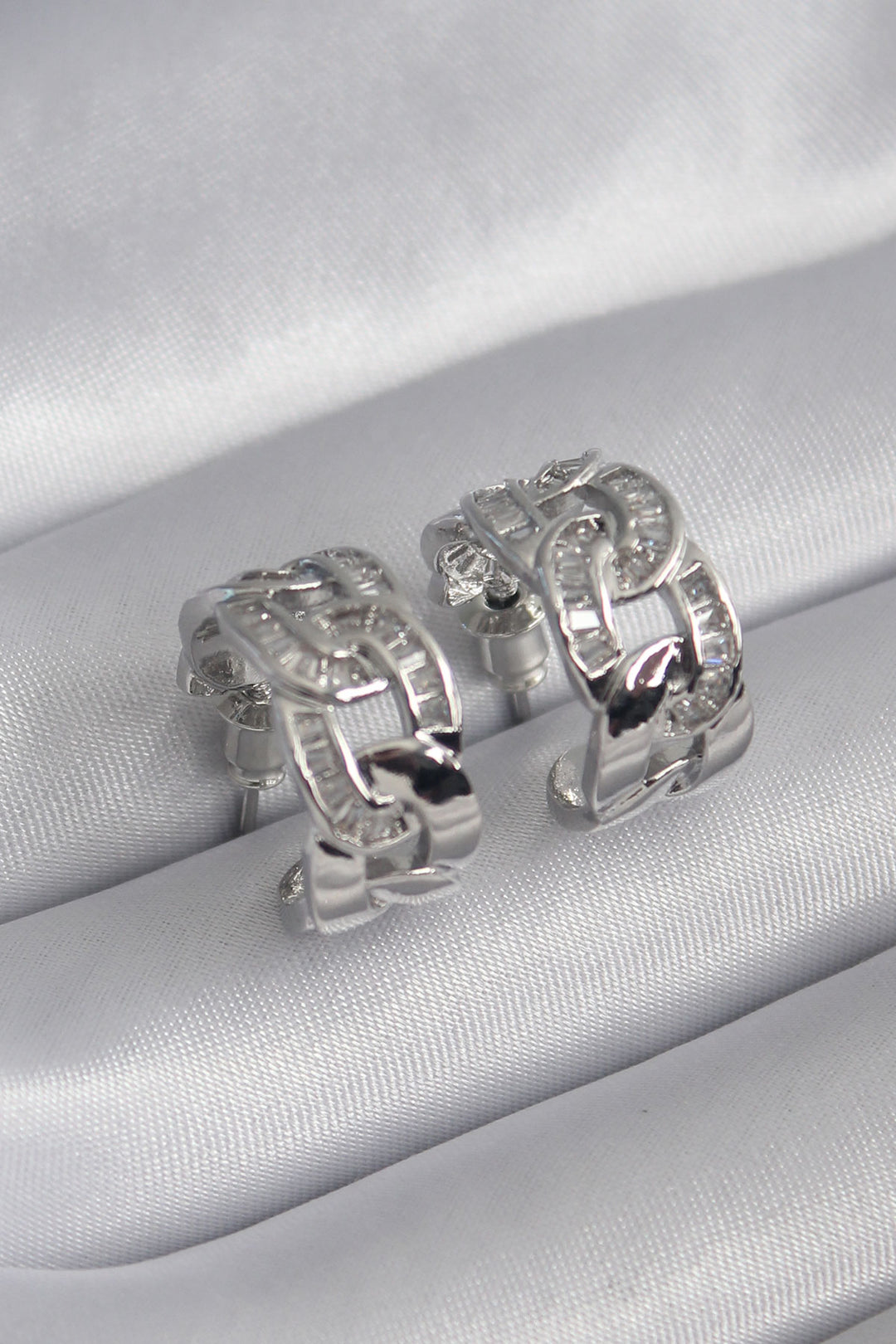 EBJ Rice Silver Color Zircon Stone Chain Model Women's Earring - Kirkcaldy