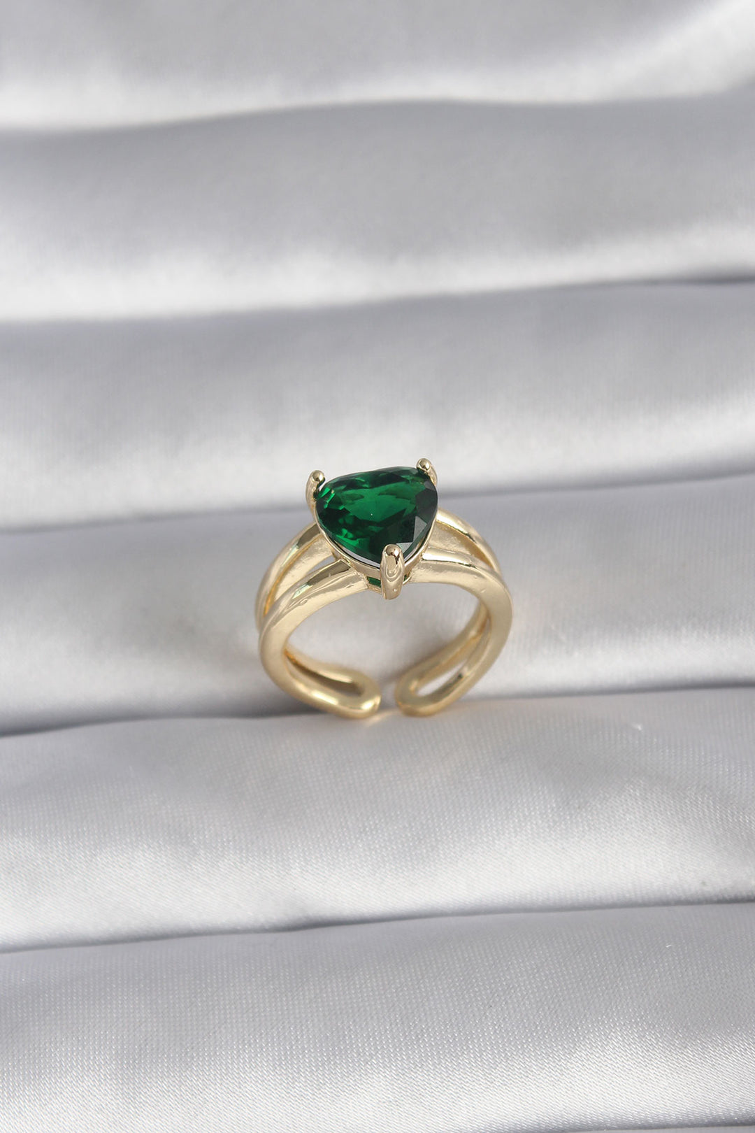 EBJ Gold Color Rice Green Zircon Stone Solitaire Model Women's Ring - Lucerne