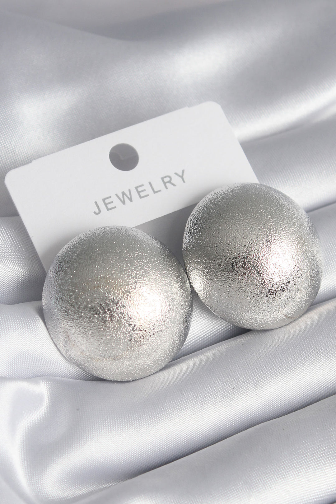 EBJ Rice Silver Color Processing Detail Round Model Women's Earring - Homyel’