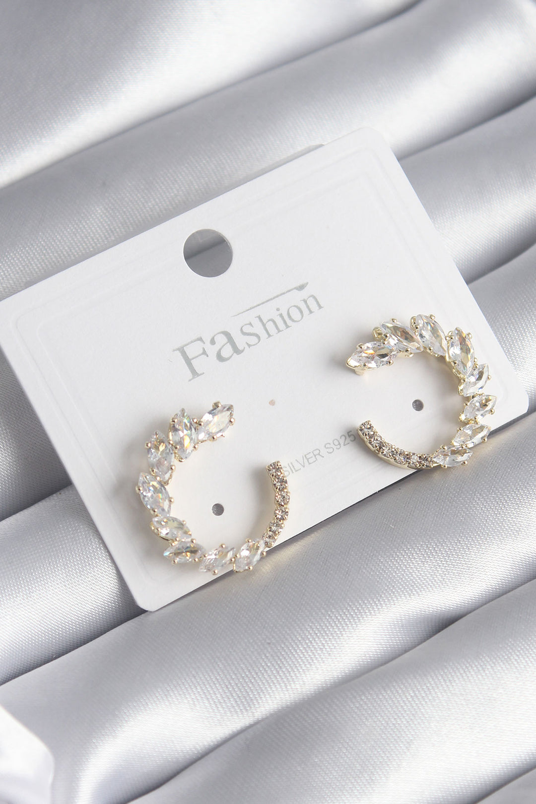 EBJ Gold Color Zircon Stone Women's Earrings with Rice Shape - Friendswood