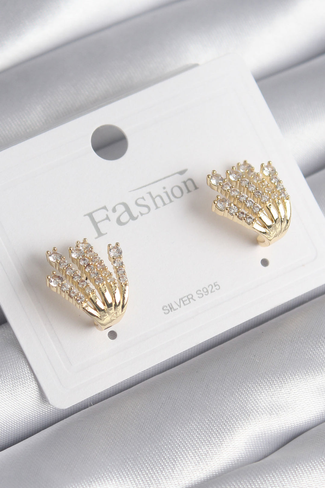 EBJ Gold Color Zircon Stone Women's Earrings with Rice Shape - Herzogenrath