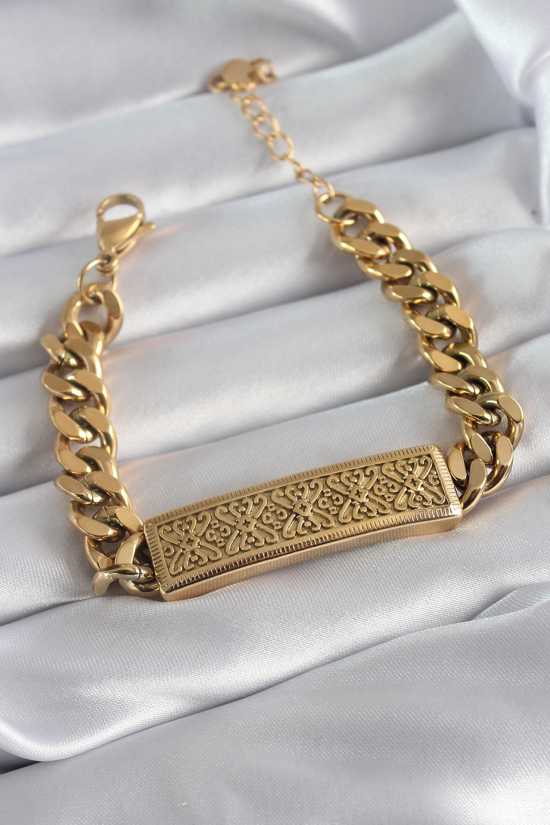 EBJ 316L Steel Gold Color Chain Model Motif Processing Women's Bracelet - Pistoia