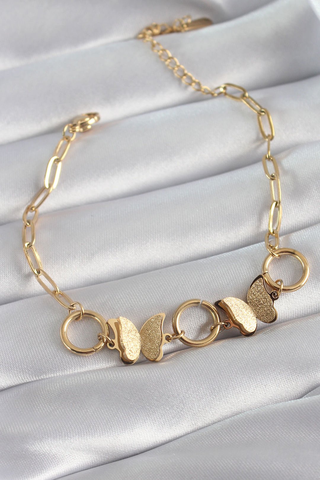 EBJ 316L Stainless Steel Gold Color Glittery Butterfly Model Women's Bracelet - Pirmasens