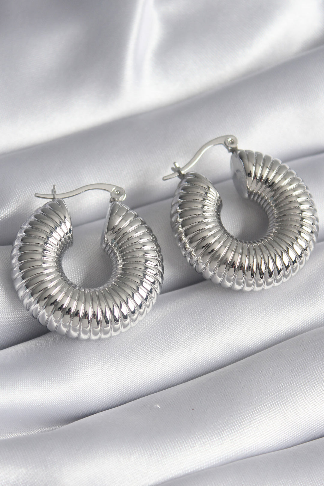 EBJ Rice Silver Color Embroidered Ring Model Women's Earring - Fountain Valley