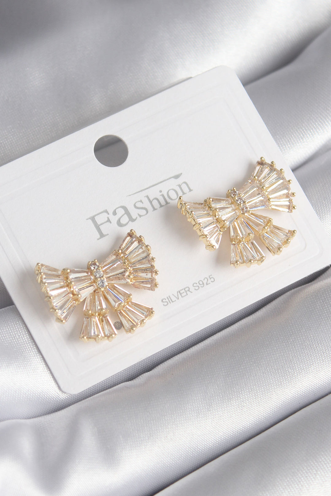 EBJ Rice Gold Color Ribbon Model Women's Earring with Zircon Stone - San Luis Potosí