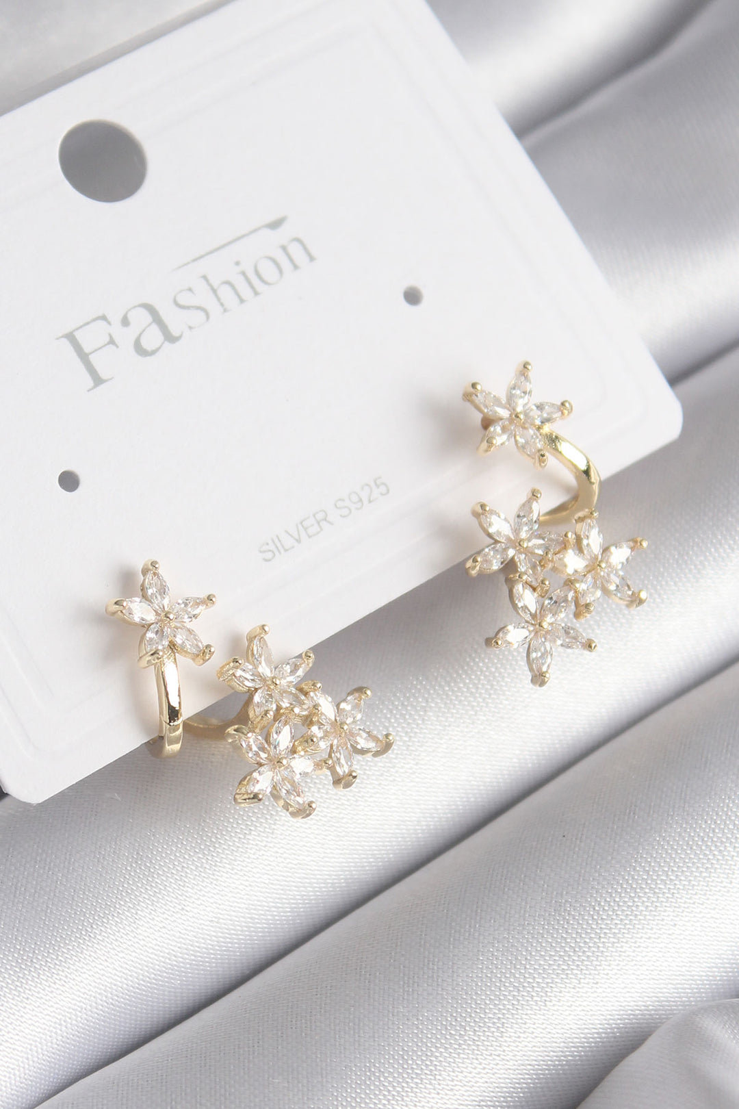 EBJ Rice Gold Color Zircon Stone Flower Design Women's Earring - Gillingham