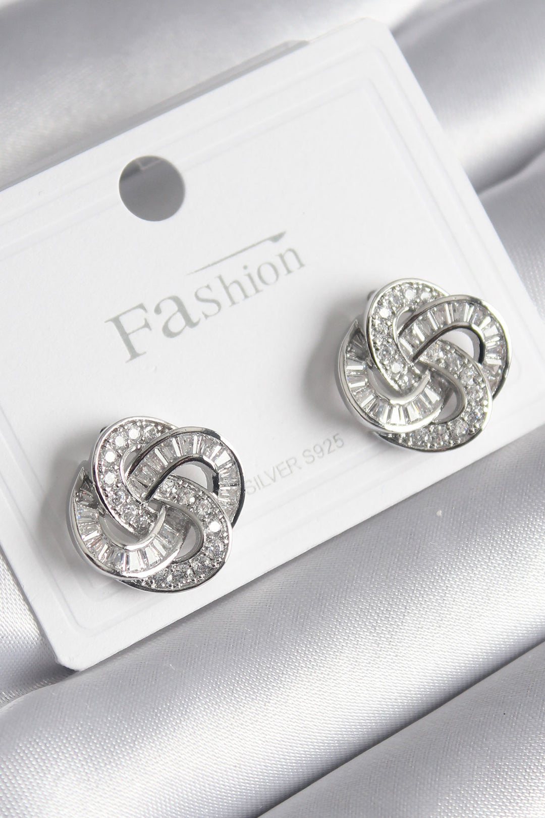 EBJ Rice Silver Color Zircon Stone Spiral Model Women's Earring - Pénjamo