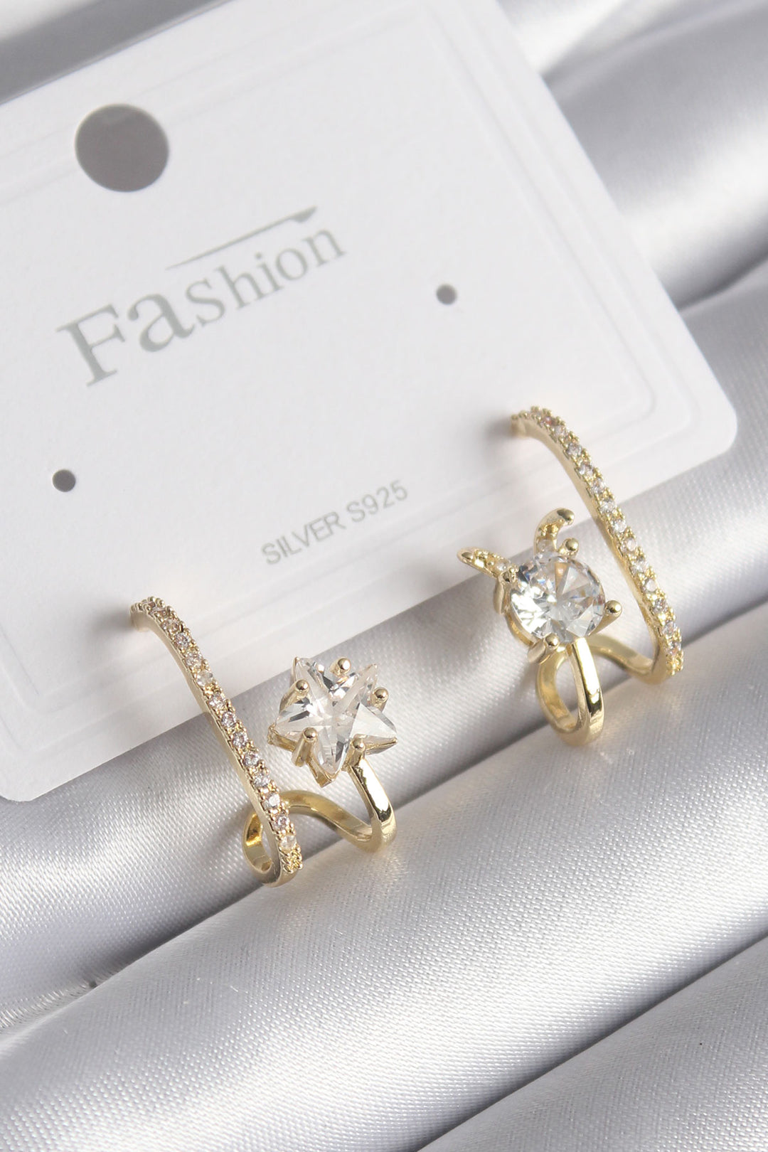 EBJ Gold Color Zircon Stone Women's Earrings with Rice Shape - University