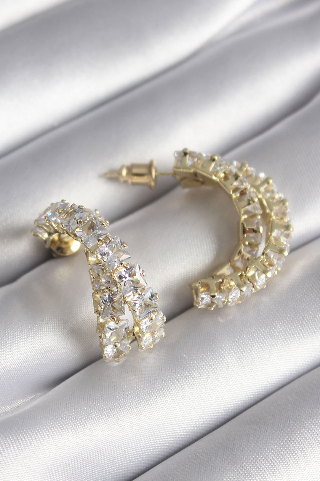 EBJ Gold Color Zircon Stone Women's Earrings with Rice Shape - Bergisch Gladbach