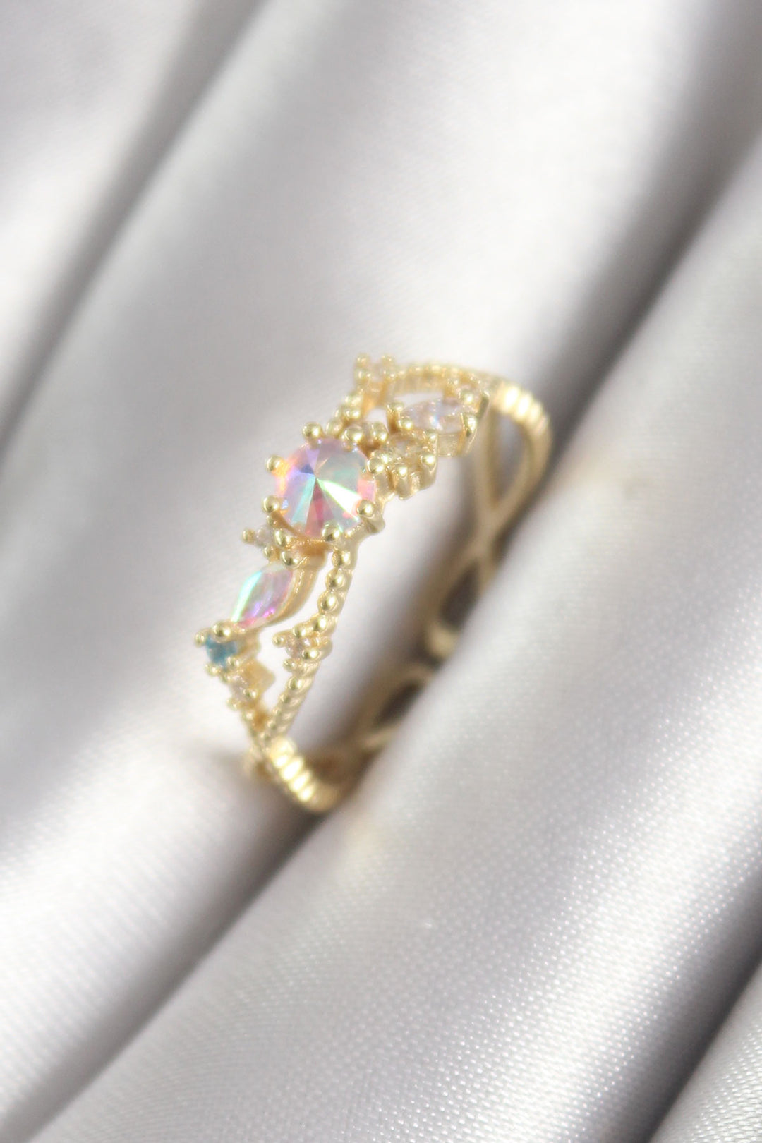 EBJ Gold Color Hologram Zircon Stone Women's Ring - Federal Way