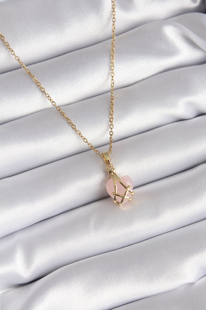 EBJ 316L Steel Gold Color Pink Heart Model Women's Necklace - San Bruno